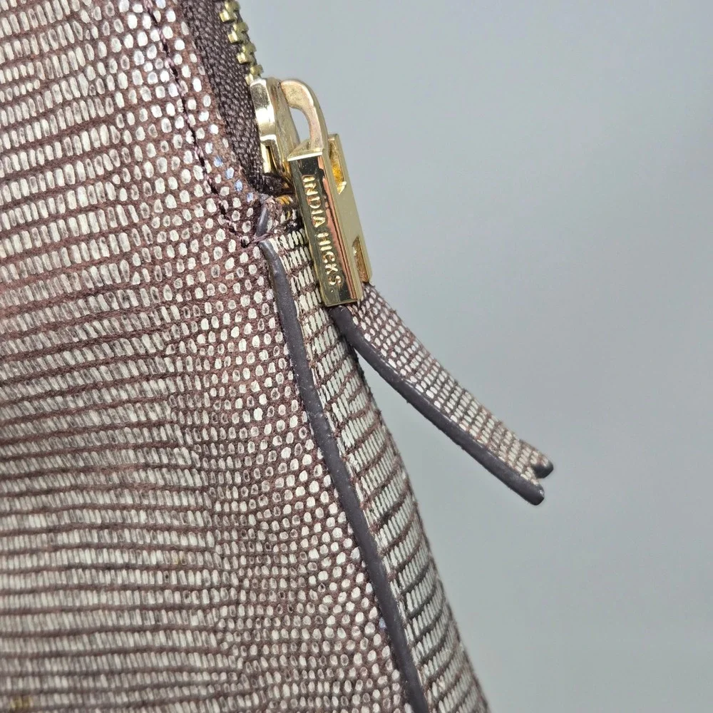 India Hicks Insider Stingray Gecko Brown Leather Clutch